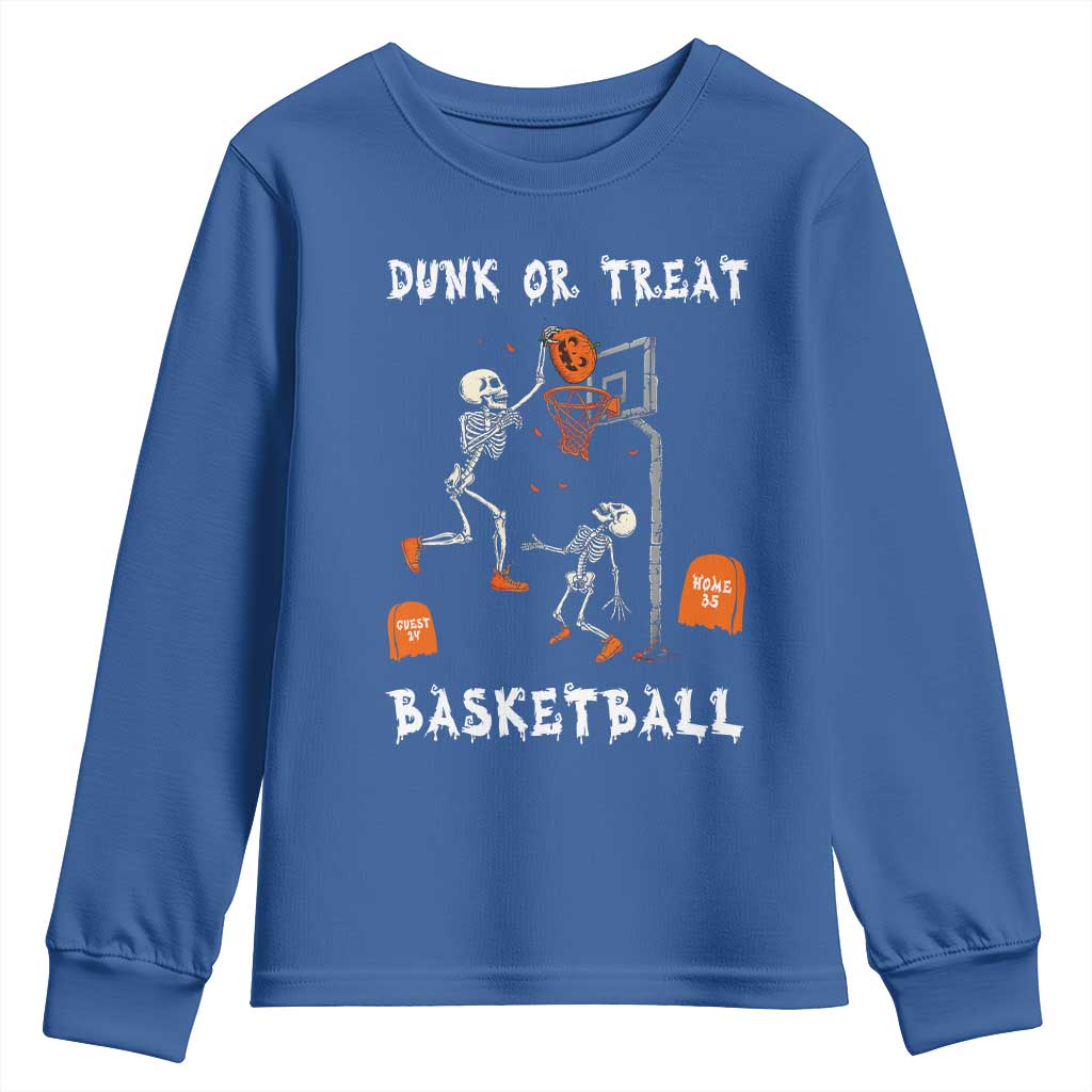 Halloween Skeleton Basketball Youth Sweatshirt Funny Basketballer Sports Player - Wonder Print Shop