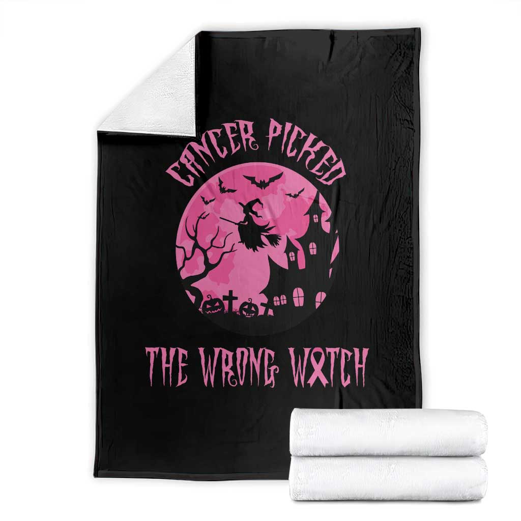 Breast Cancer Halloween Throw Blanket In October We Wear Pink Witch - Wonder Print Shop