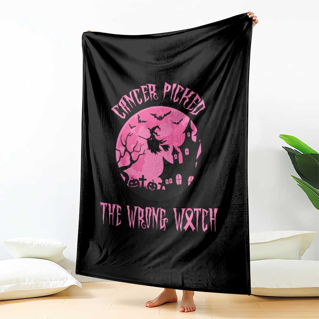 Breast Cancer Halloween Throw Blanket In October We Wear Pink Witch - Wonder Print Shop