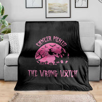 Breast Cancer Halloween Throw Blanket In October We Wear Pink Witch - Wonder Print Shop