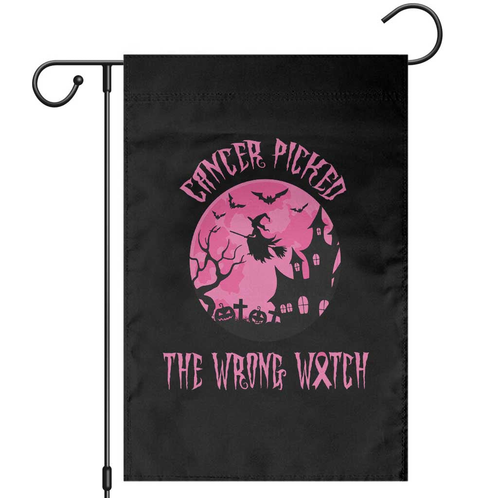 Breast Cancer Halloween Garden Flag In October We Wear Pink Witch - Wonder Print Shop