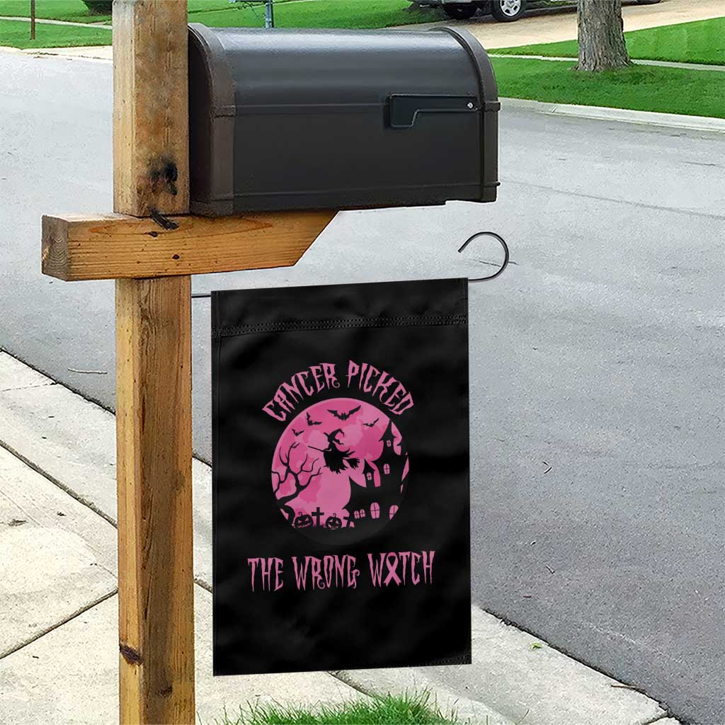 Breast Cancer Halloween Garden Flag In October We Wear Pink Witch - Wonder Print Shop