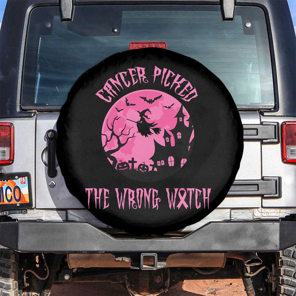 Breast Cancer Halloween Spare Tire Cover In October We Wear Pink Witch - Wonder Print Shop