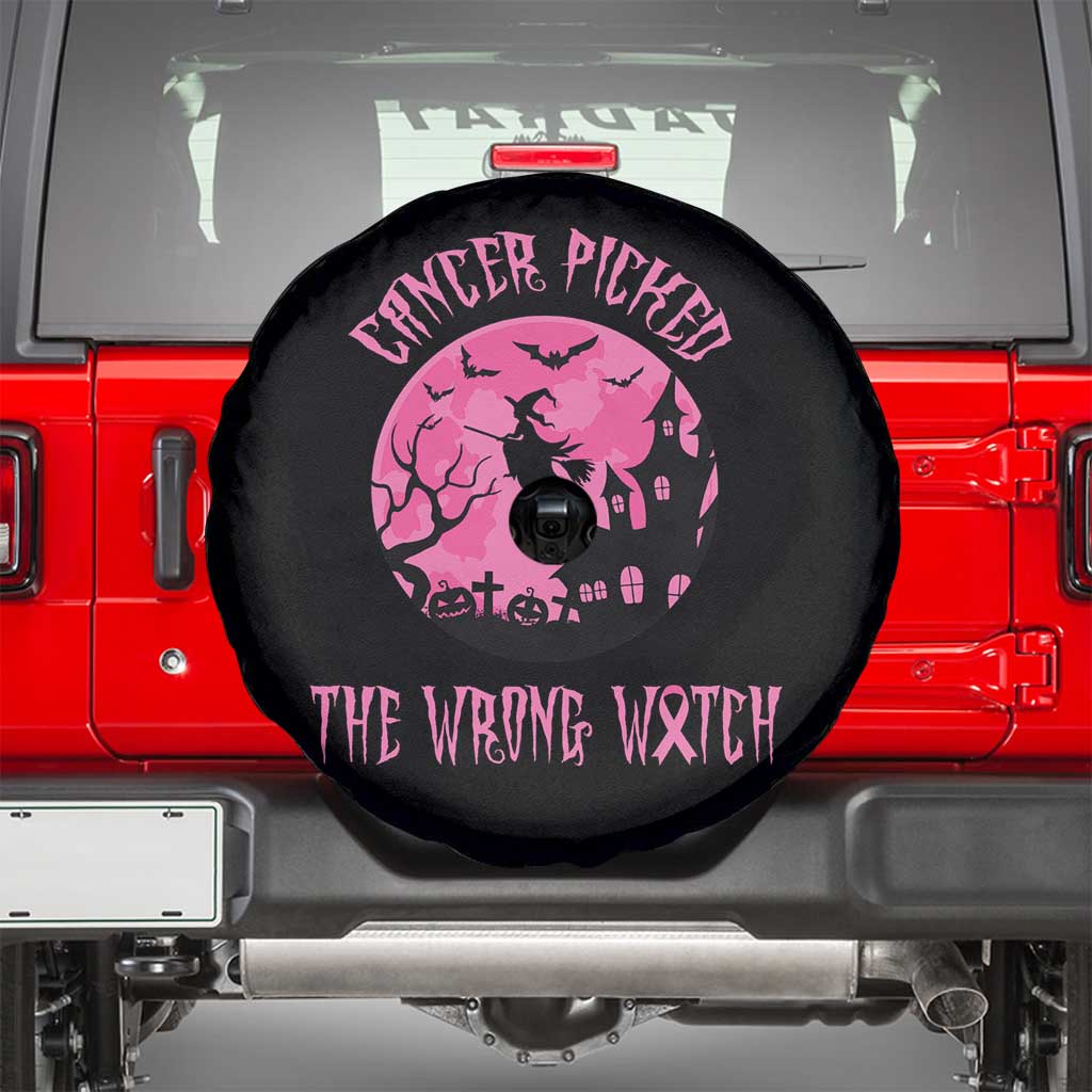 Breast Cancer Halloween Spare Tire Cover In October We Wear Pink Witch - Wonder Print Shop