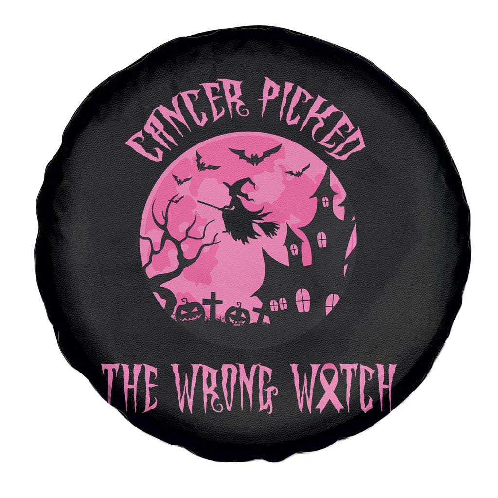 Breast Cancer Halloween Spare Tire Cover In October We Wear Pink Witch - Wonder Print Shop
