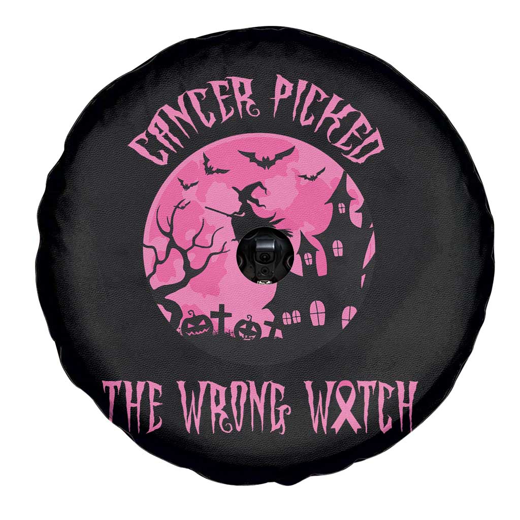 Breast Cancer Halloween Spare Tire Cover In October We Wear Pink Witch - Wonder Print Shop