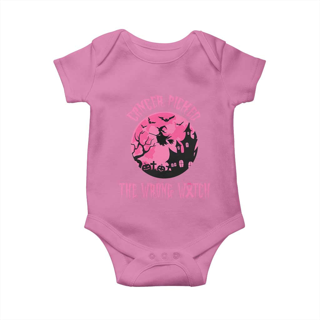 Breast Cancer Halloween Baby Onesie In October We Wear Pink Witch - Wonder Print Shop