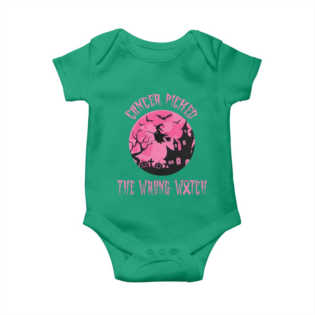 Breast Cancer Halloween Baby Onesie In October We Wear Pink Witch - Wonder Print Shop