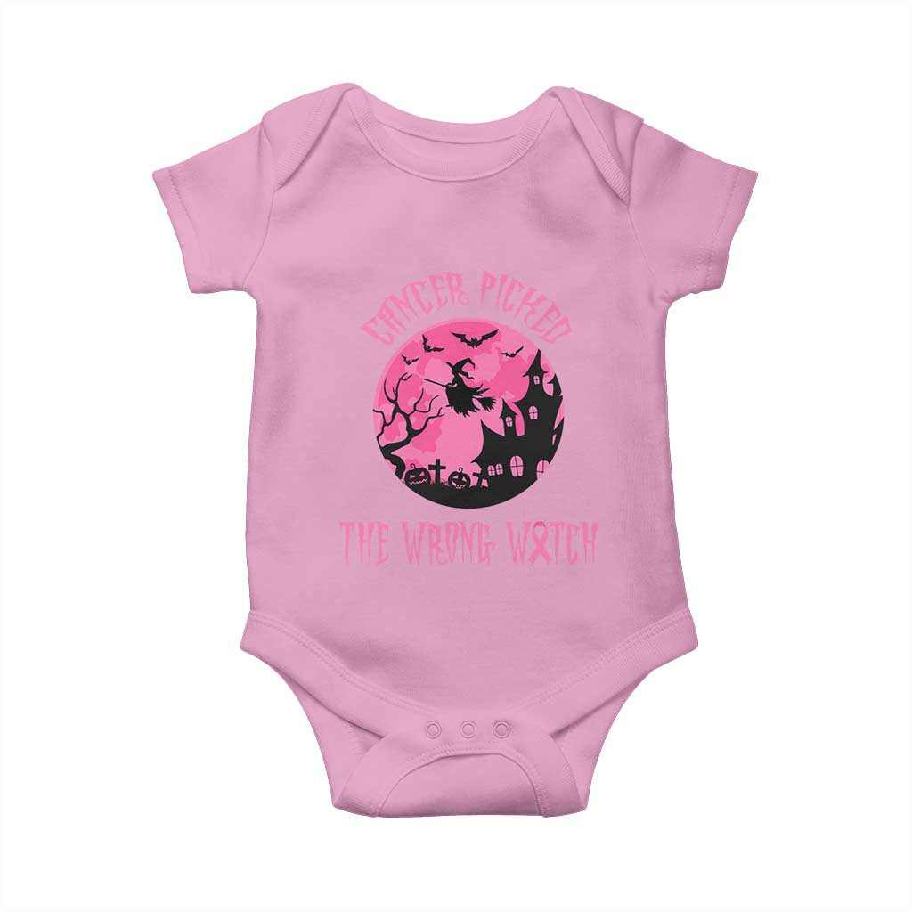 Breast Cancer Halloween Baby Onesie In October We Wear Pink Witch - Wonder Print Shop