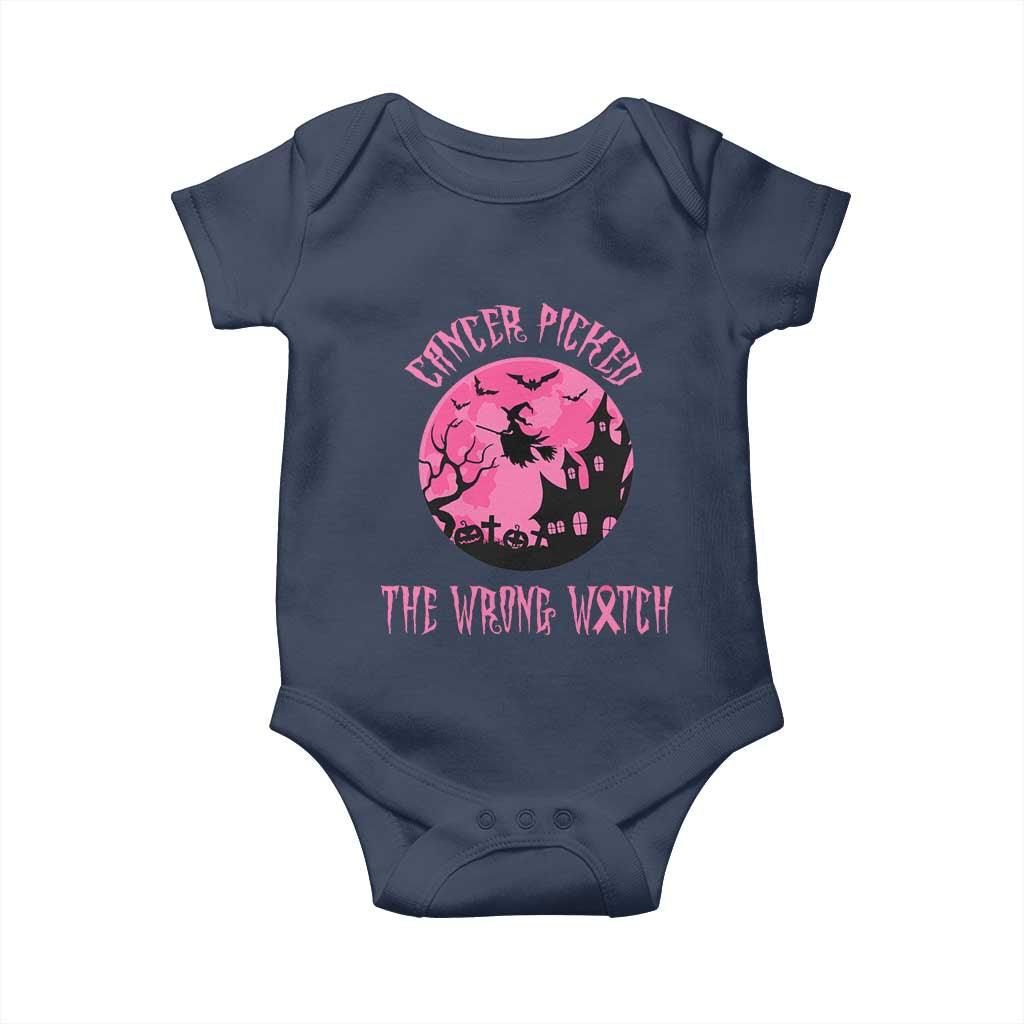Breast Cancer Halloween Baby Onesie In October We Wear Pink Witch - Wonder Print Shop