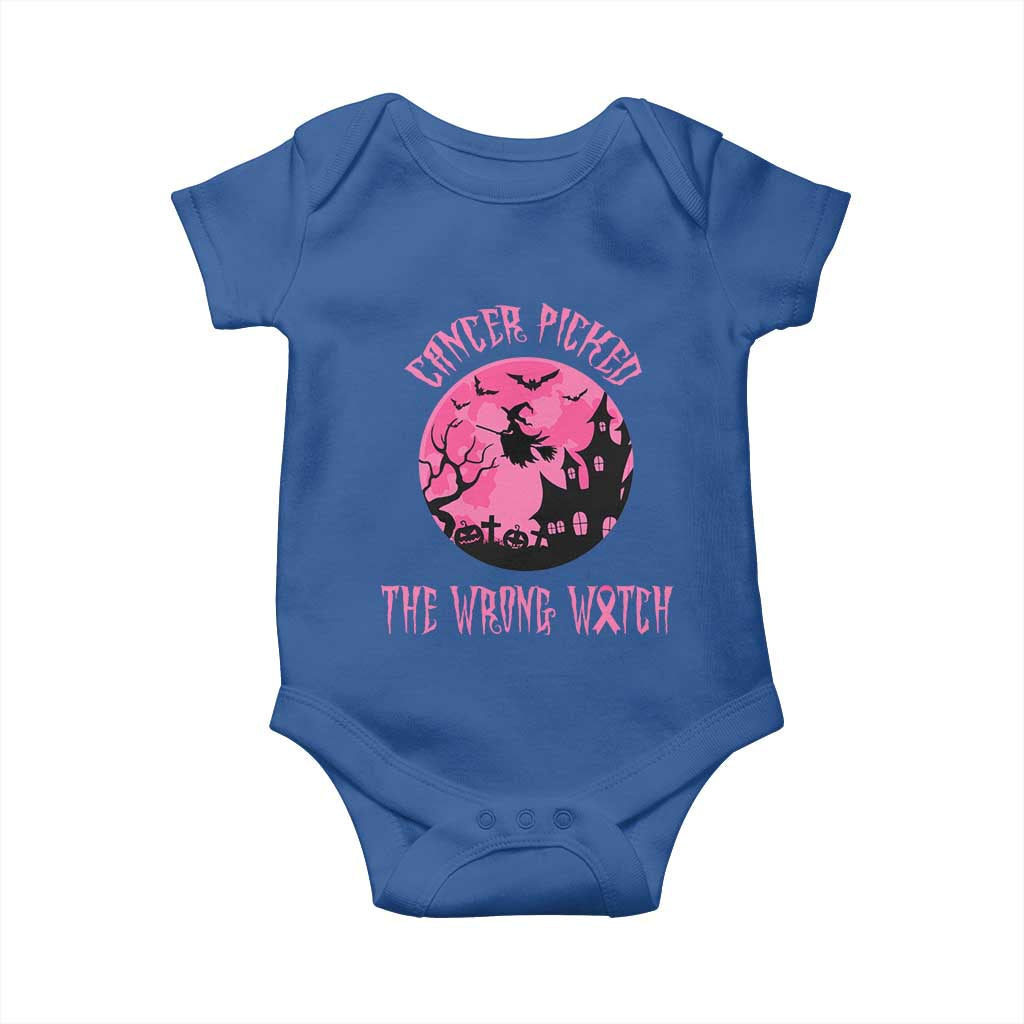Breast Cancer Halloween Baby Onesie In October We Wear Pink Witch - Wonder Print Shop