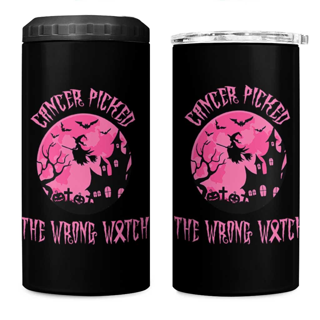 Breast Cancer Halloween 4 in 1 Can Cooler Tumbler In October We Wear Pink Witch - Wonder Print Shop