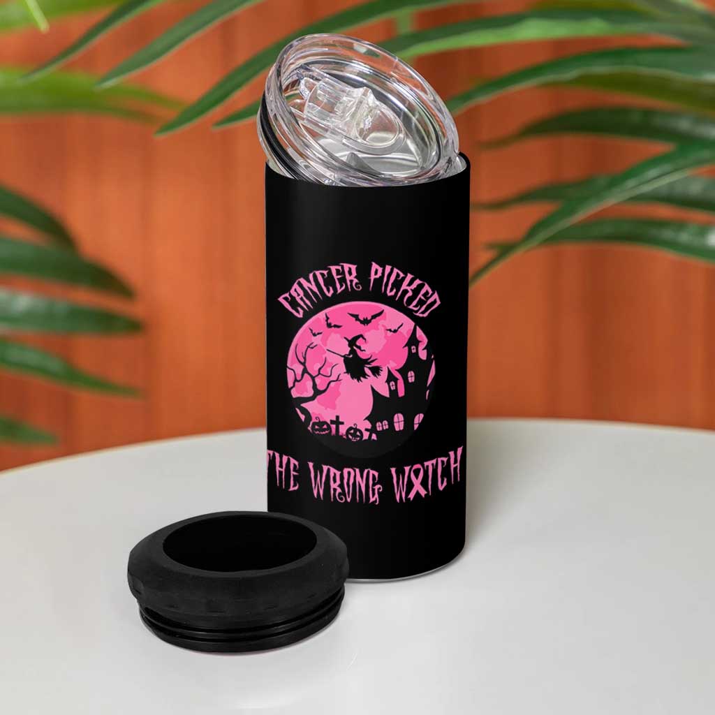 Breast Cancer Halloween 4 in 1 Can Cooler Tumbler In October We Wear Pink Witch - Wonder Print Shop