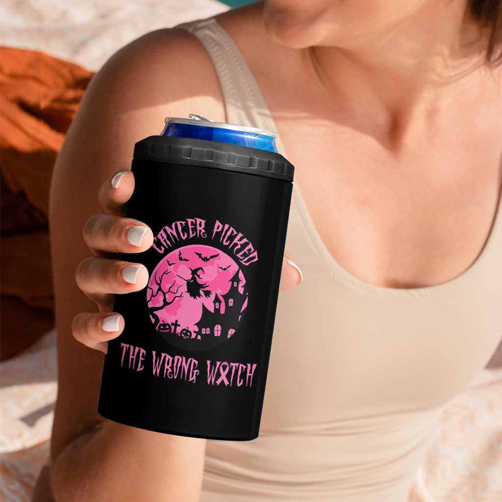 Breast Cancer Halloween 4 in 1 Can Cooler Tumbler In October We Wear Pink Witch - Wonder Print Shop