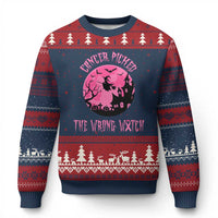Breast Cancer Halloween Ugly Christmas Sweater In October We Wear Pink Witch - Wonder Print Shop