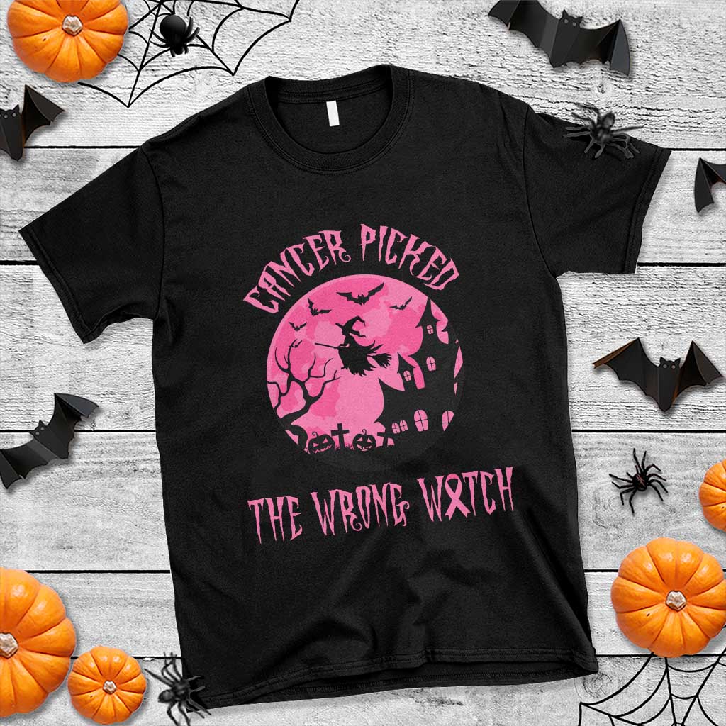 Breast Cancer Halloween T Shirt In October We Wear Pink Witch - Wonder Print Shop