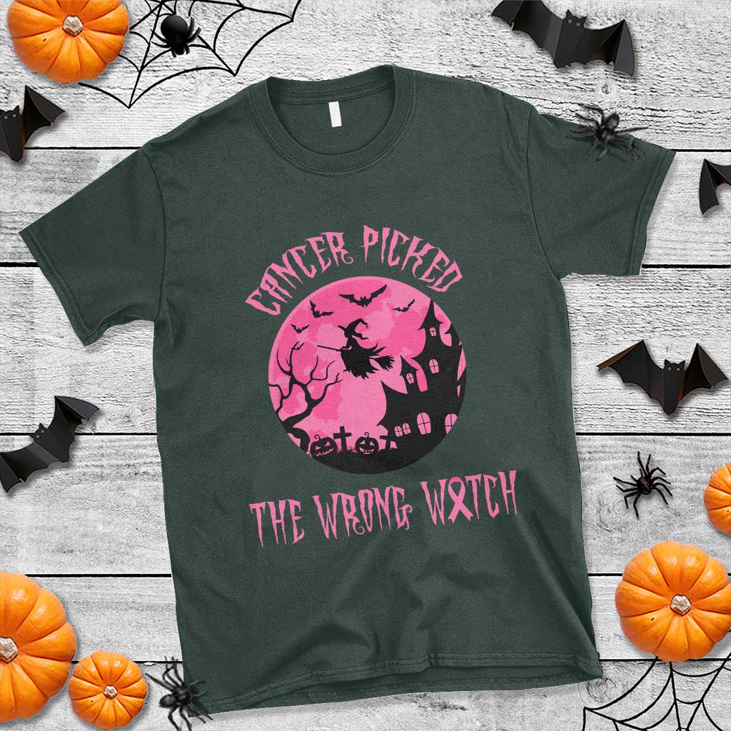 Breast Cancer Halloween T Shirt In October We Wear Pink Witch - Wonder Print Shop