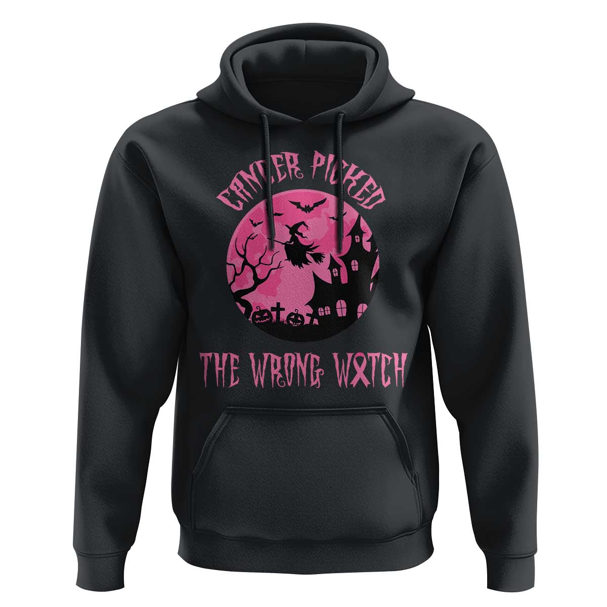 Breast Cancer Halloween Hoodie In October We Wear Pink Witch - Wonder Print Shop