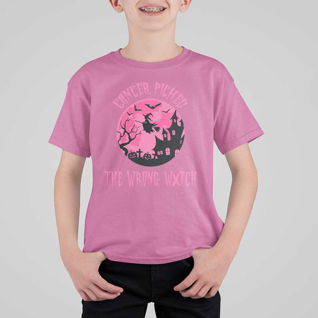Breast Cancer Halloween T Shirt For Kid In October We Wear Pink Witch - Wonder Print Shop