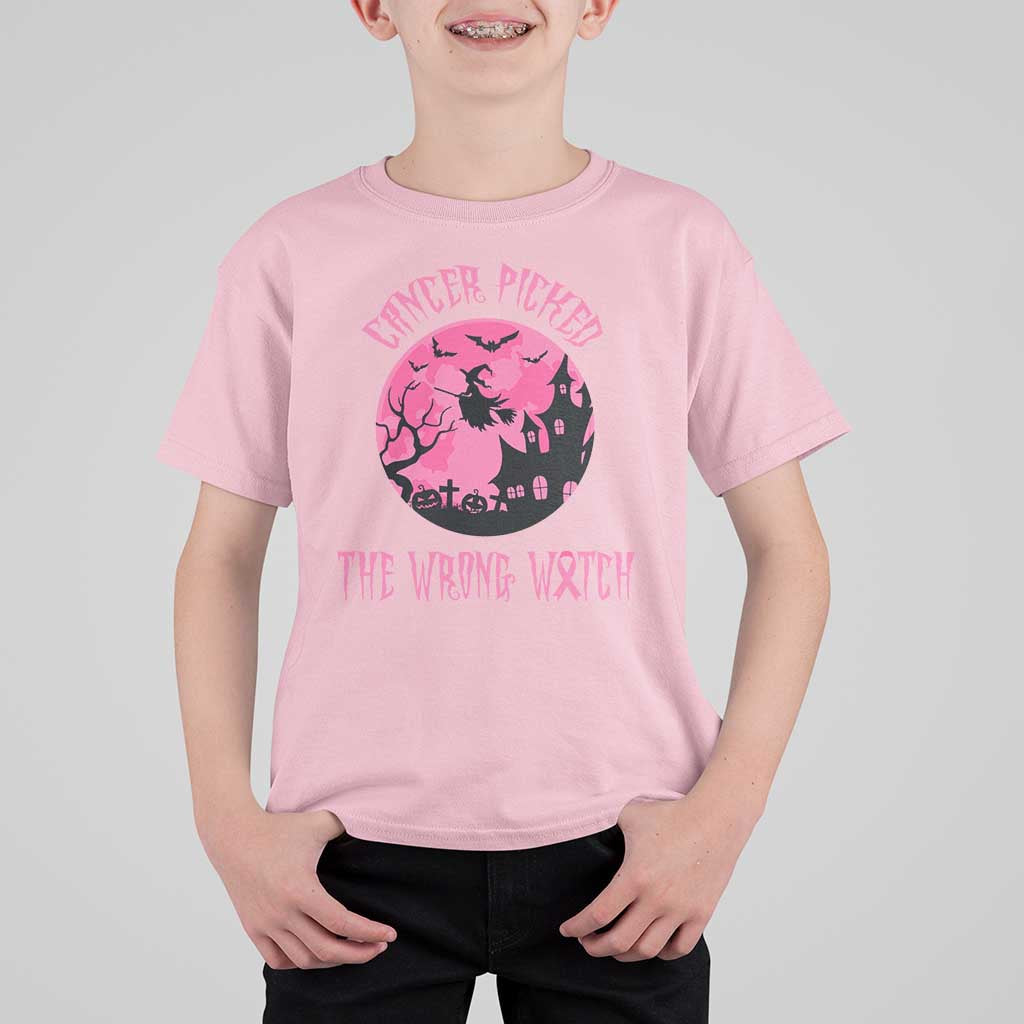 Breast Cancer Halloween T Shirt For Kid In October We Wear Pink Witch - Wonder Print Shop