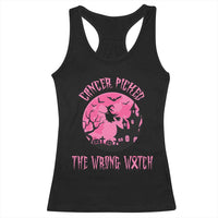 Breast Cancer Halloween Racerback Tank Top In October We Wear Pink Witch - Wonder Print Shop