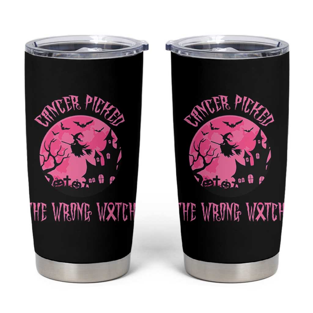 Breast Cancer Halloween Tumbler Cup In October We Wear Pink Witch - Wonder Print Shop
