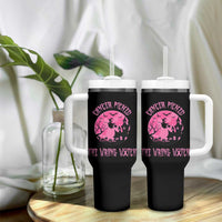 Breast Cancer Halloween Tumbler With Handle In October We Wear Pink Witch - Wonder Print Shop