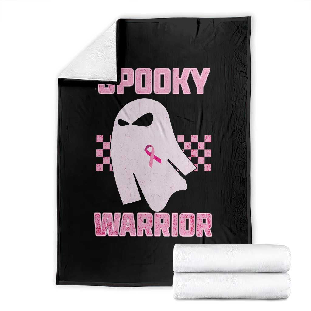 Breast Cancer Halloween Throw Blanket Ghost Wear Pink Ribbon Spooky Warrior - Wonder Print Shop