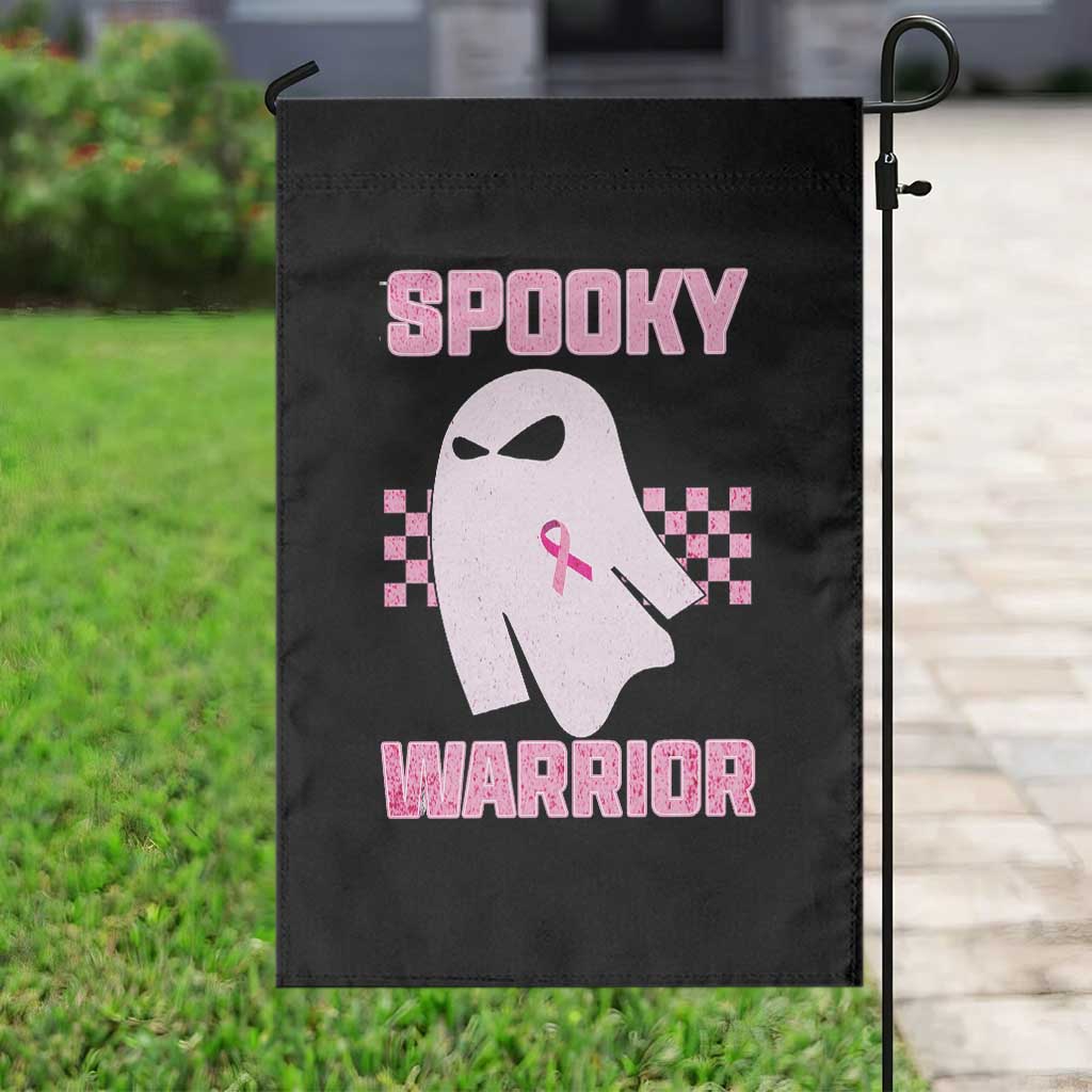 Breast Cancer Halloween Garden Flag Ghost Wear Pink Ribbon Spooky Warrior - Wonder Print Shop