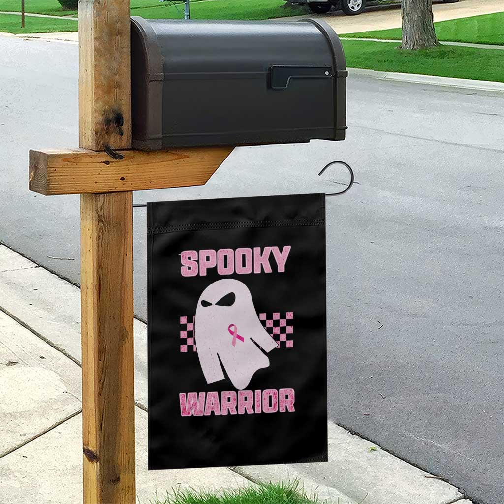 Breast Cancer Halloween Garden Flag Ghost Wear Pink Ribbon Spooky Warrior - Wonder Print Shop