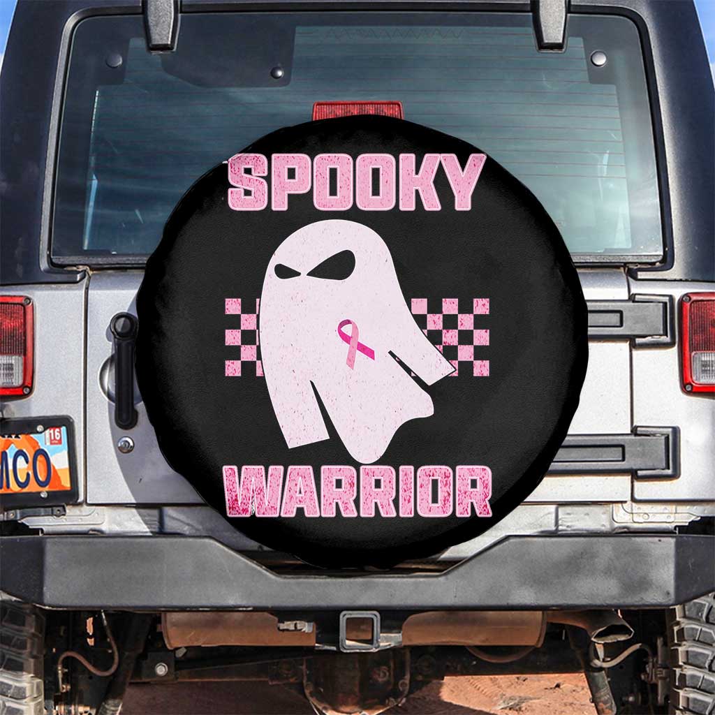 Breast Cancer Halloween Spare Tire Cover Ghost Wear Pink Ribbon Spooky Warrior - Wonder Print Shop