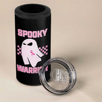 Breast Cancer Halloween 4 in 1 Can Cooler Tumbler Ghost Wear Pink Ribbon Spooky Warrior - Wonder Print Shop