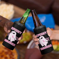 Breast Cancer Halloween 4 in 1 Can Cooler Tumbler Ghost Wear Pink Ribbon Spooky Warrior - Wonder Print Shop