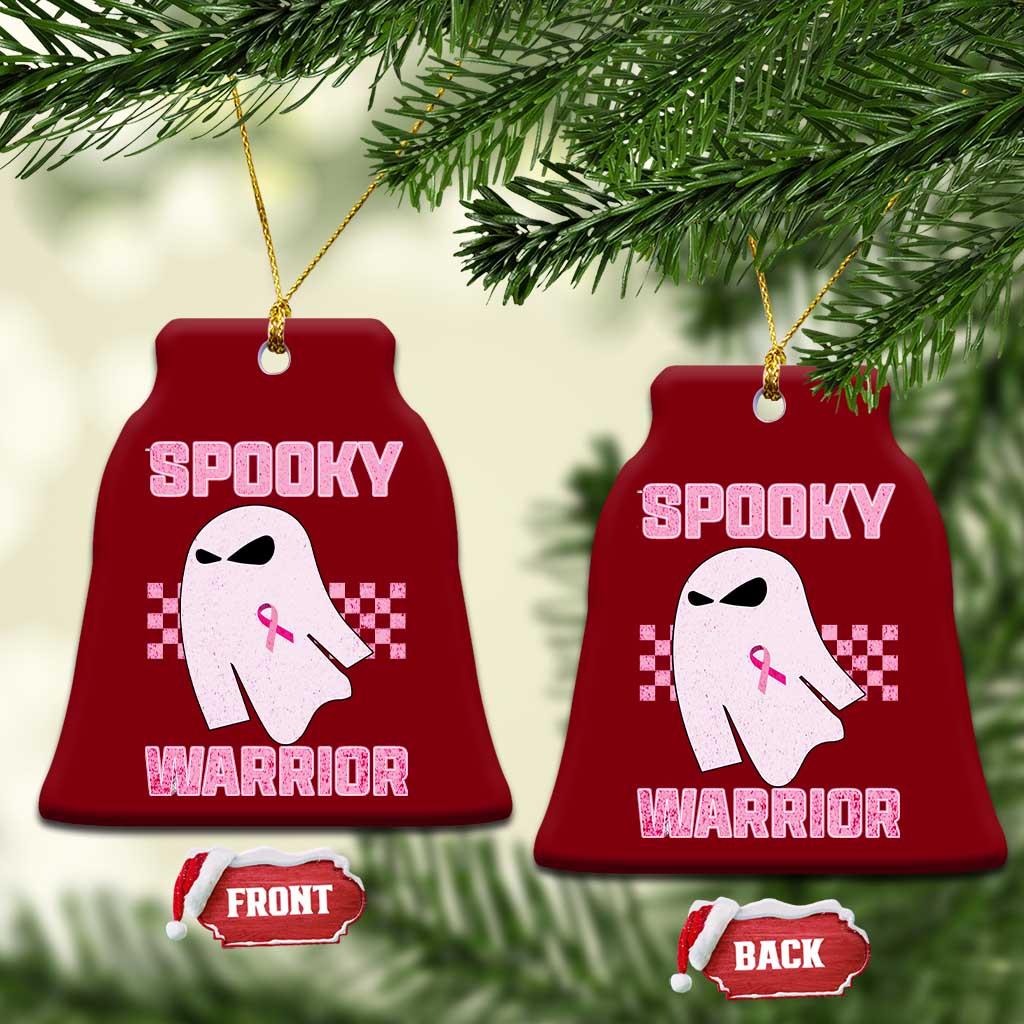 Breast Cancer Halloween Ceramic Ornament Ghost Wear Pink Ribbon Spooky Warrior - Wonder Print Shop