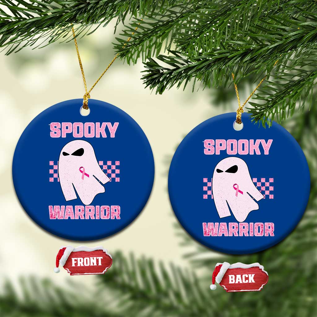 Breast Cancer Halloween Ceramic Ornament Ghost Wear Pink Ribbon Spooky Warrior - Wonder Print Shop