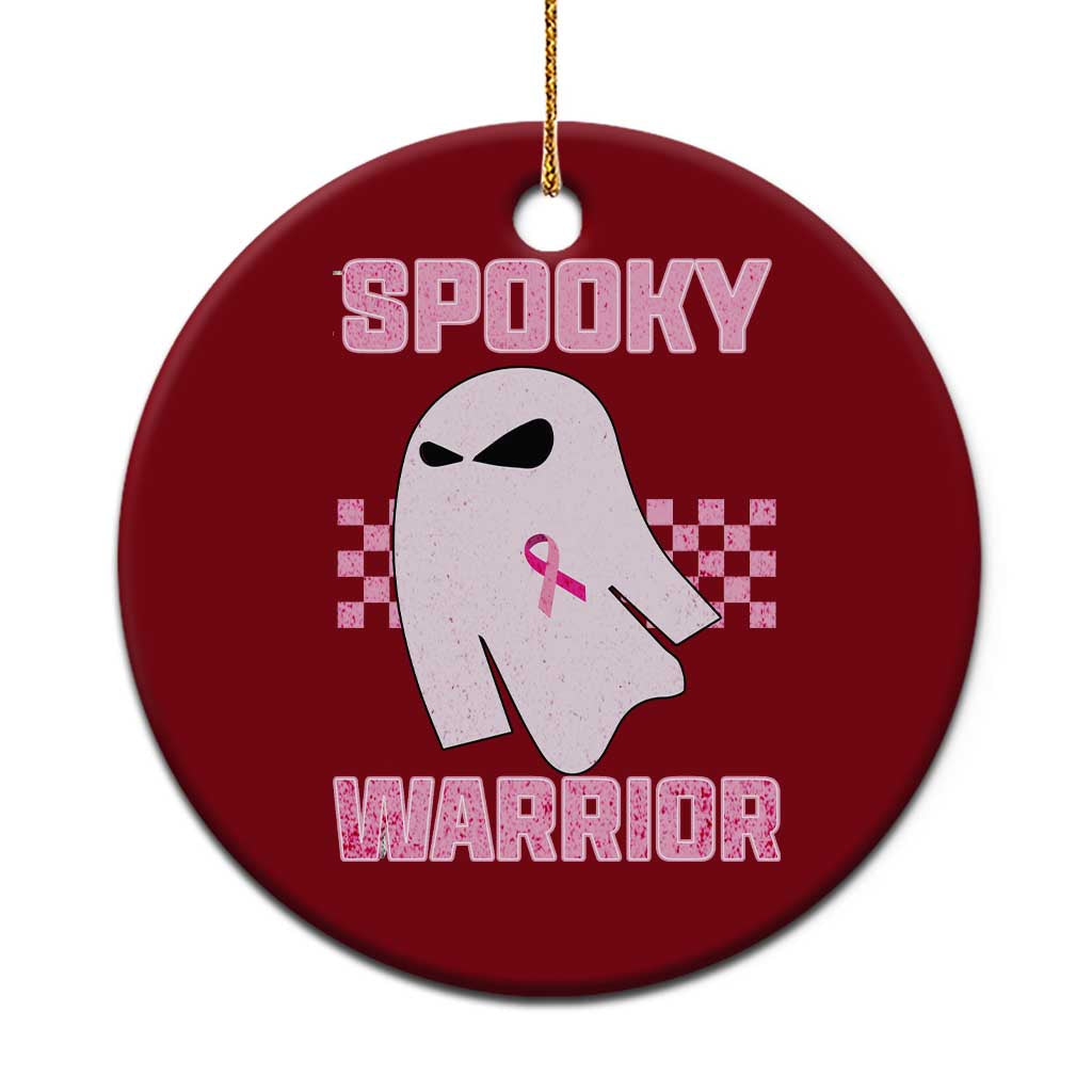 Breast Cancer Halloween Ceramic Ornament Ghost Wear Pink Ribbon Spooky Warrior - Wonder Print Shop