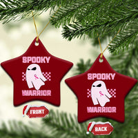 Breast Cancer Halloween Ceramic Ornament Ghost Wear Pink Ribbon Spooky Warrior - Wonder Print Shop