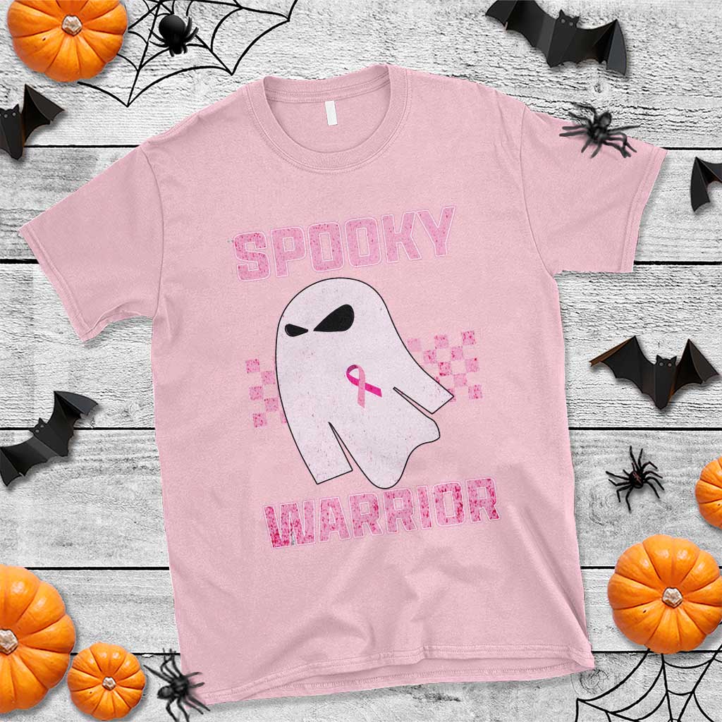 Breast Cancer Halloween T Shirt Ghost Wear Pink Ribbon Spooky Warrior - Wonder Print Shop
