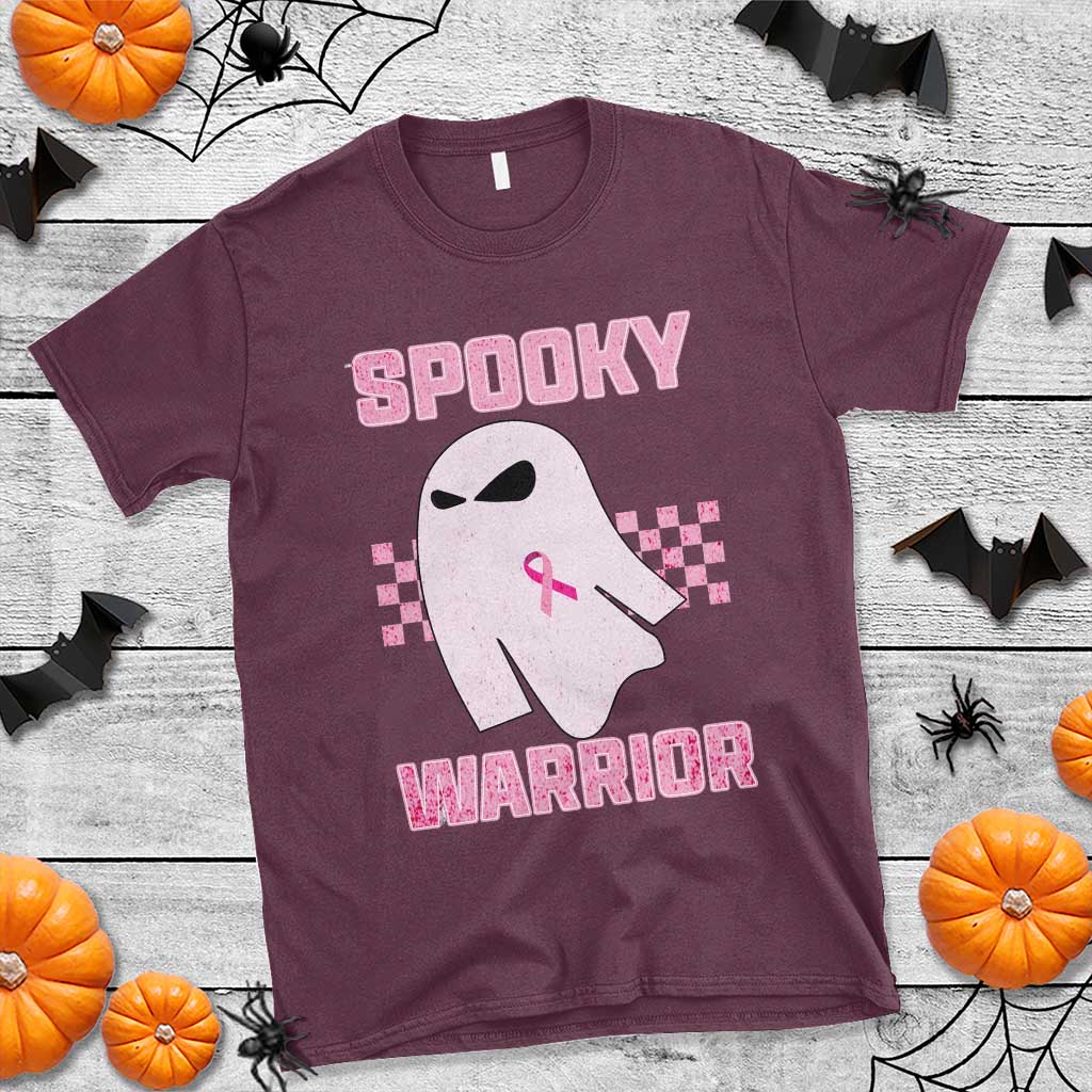 Breast Cancer Halloween T Shirt Ghost Wear Pink Ribbon Spooky Warrior - Wonder Print Shop
