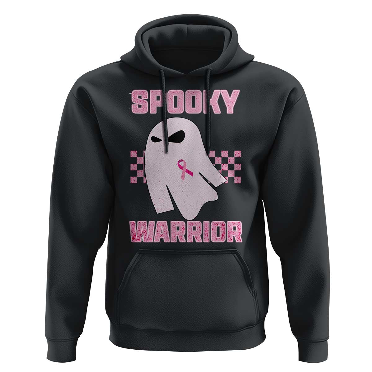 Breast Cancer Halloween Hoodie Ghost Wear Pink Ribbon Spooky Warrior - Wonder Print Shop