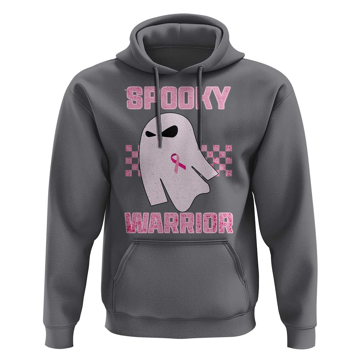 Breast Cancer Halloween Hoodie Ghost Wear Pink Ribbon Spooky Warrior - Wonder Print Shop