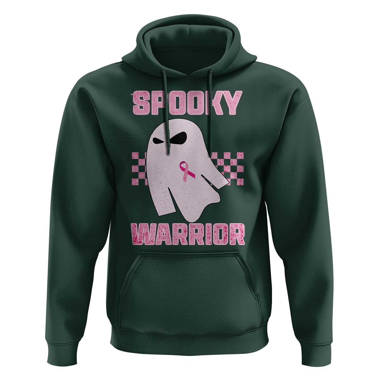 Breast Cancer Halloween Hoodie Ghost Wear Pink Ribbon Spooky Warrior - Wonder Print Shop