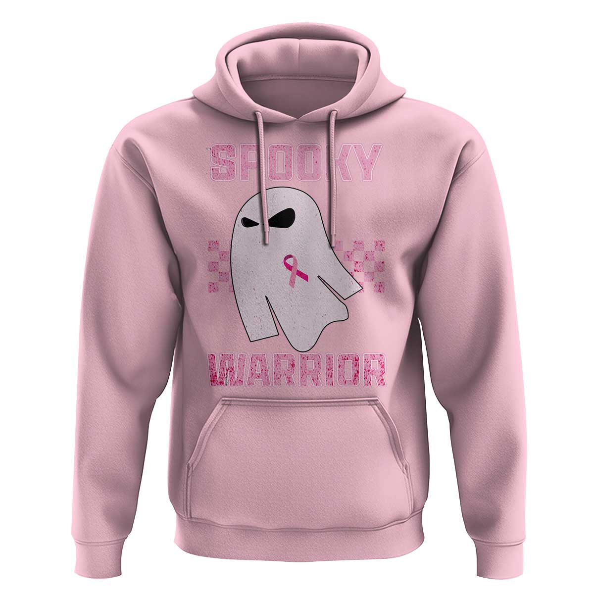 Breast Cancer Halloween Hoodie Ghost Wear Pink Ribbon Spooky Warrior - Wonder Print Shop