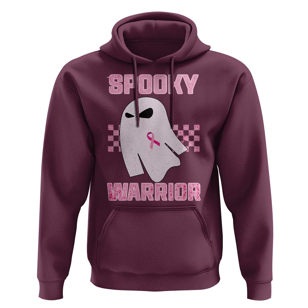 Breast Cancer Halloween Hoodie Ghost Wear Pink Ribbon Spooky Warrior - Wonder Print Shop