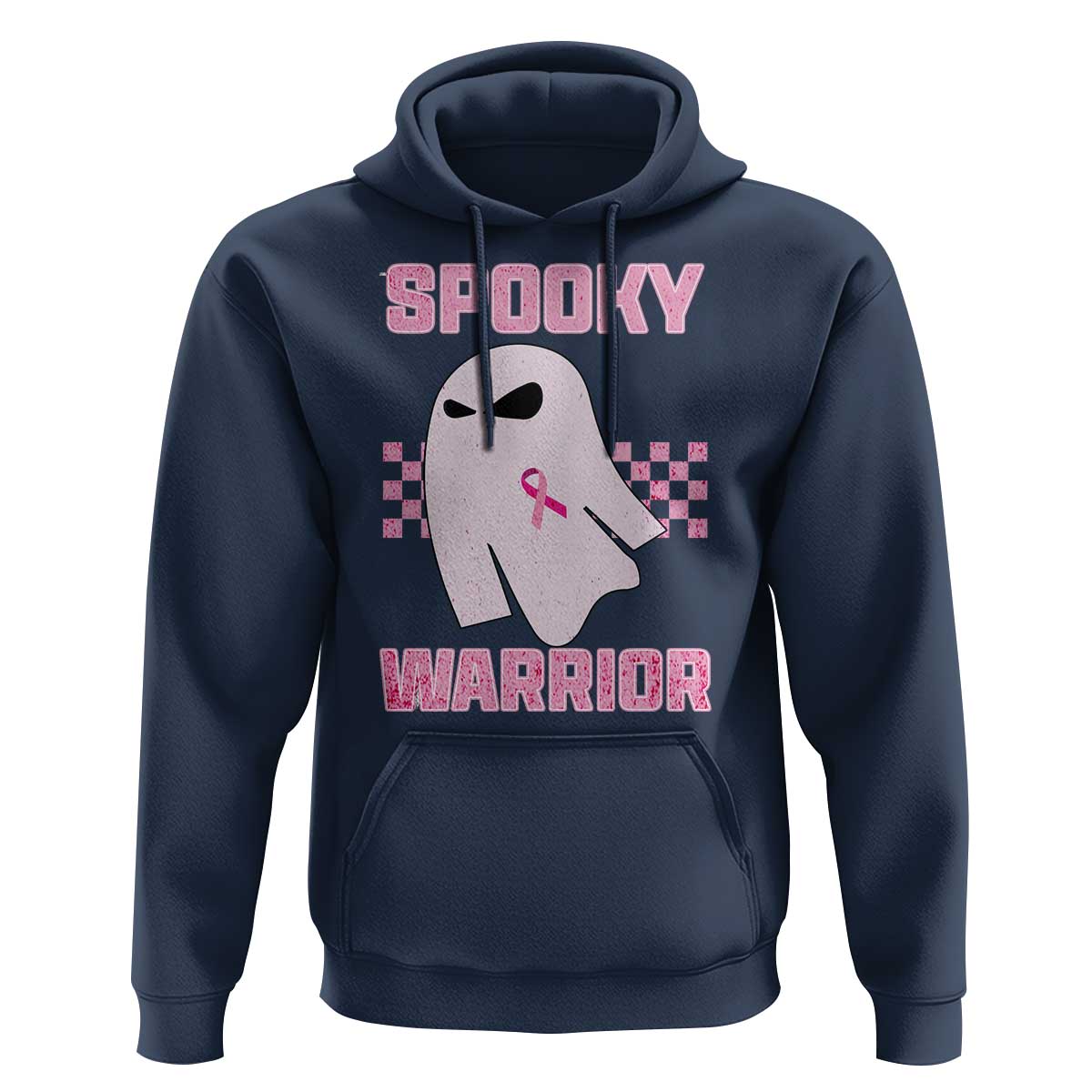 Breast Cancer Halloween Hoodie Ghost Wear Pink Ribbon Spooky Warrior - Wonder Print Shop