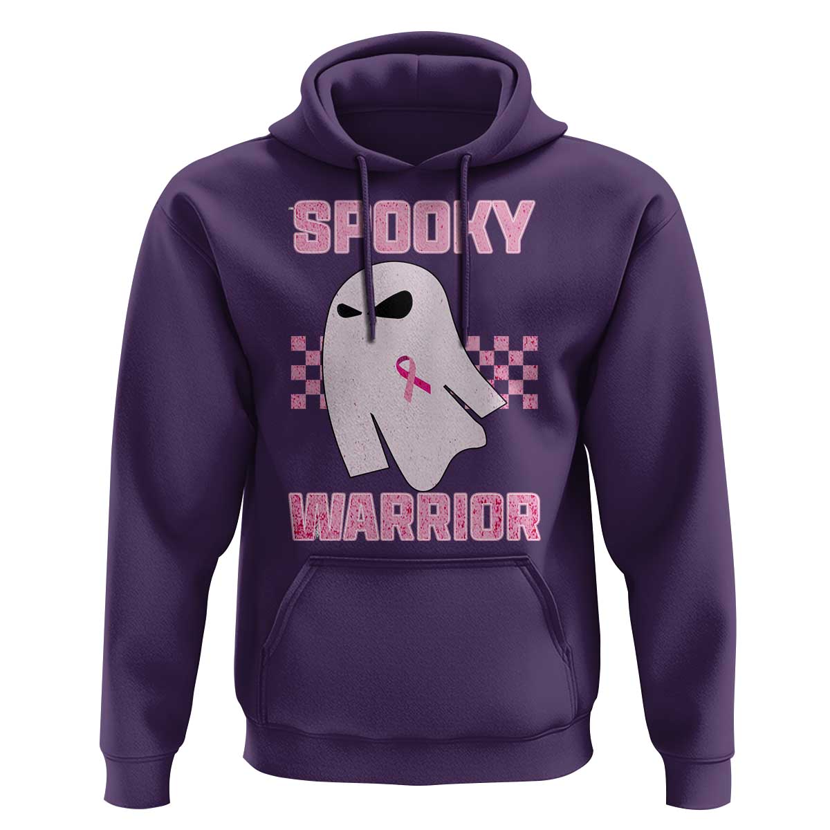 Breast Cancer Halloween Hoodie Ghost Wear Pink Ribbon Spooky Warrior - Wonder Print Shop