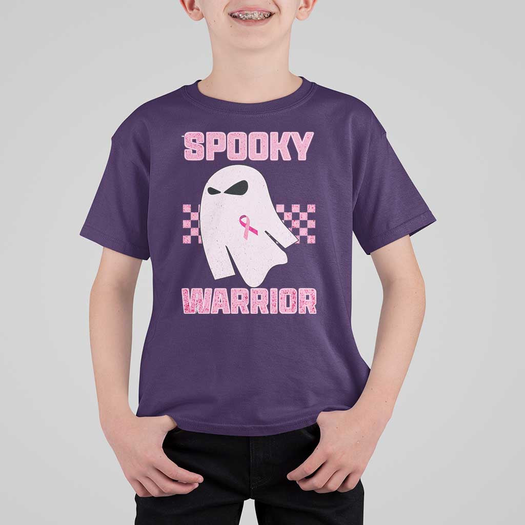 Breast Cancer Halloween T Shirt For Kid Ghost Wear Pink Ribbon Spooky Warrior - Wonder Print Shop