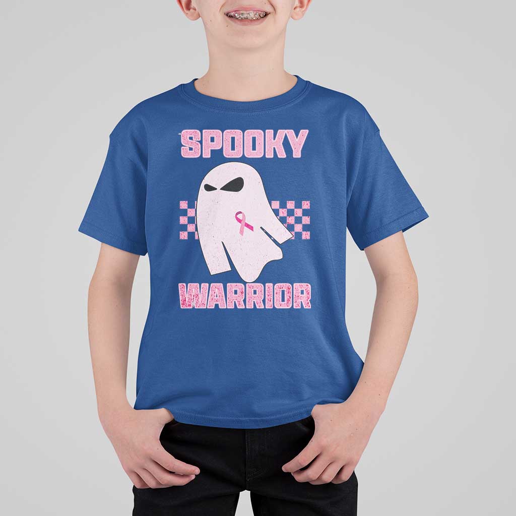Breast Cancer Halloween T Shirt For Kid Ghost Wear Pink Ribbon Spooky Warrior - Wonder Print Shop