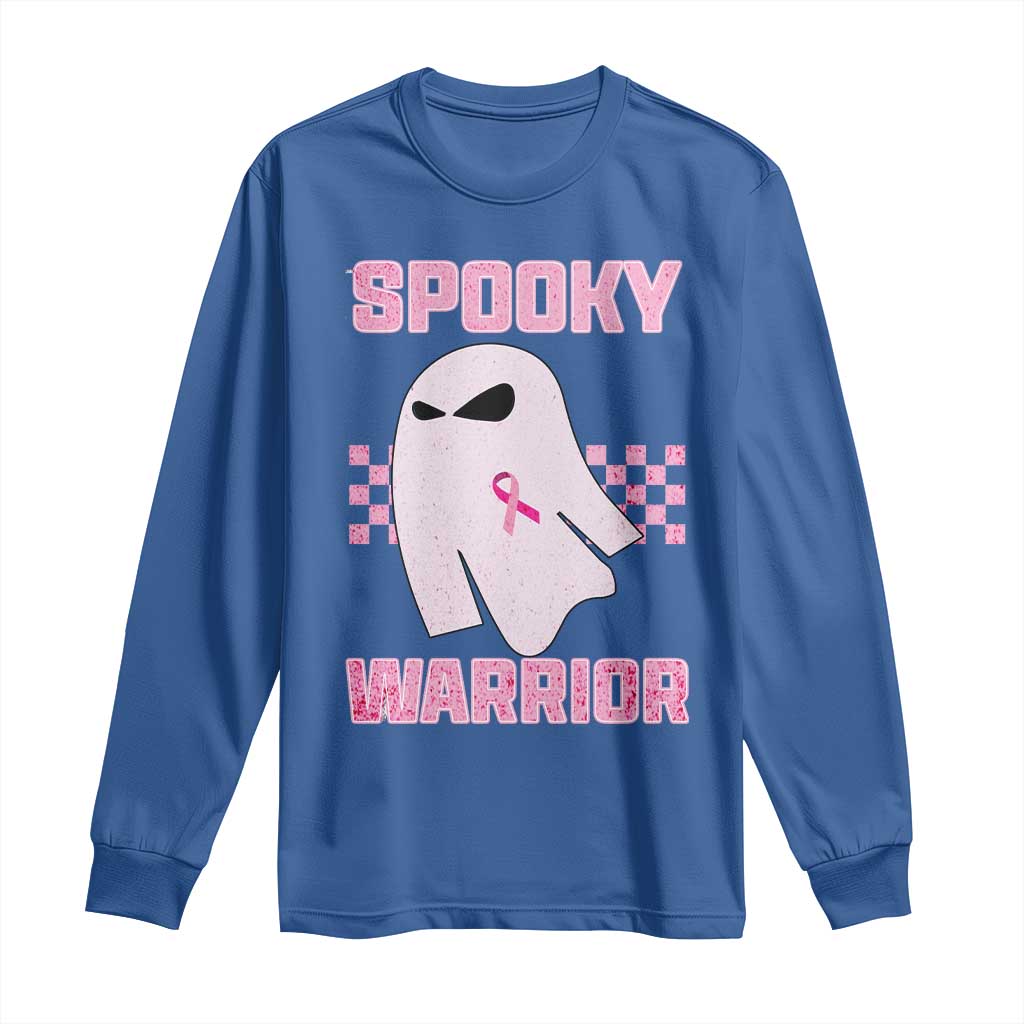 Breast Cancer Halloween Long Sleeve Shirt Ghost Wear Pink Ribbon Spooky Warrior - Wonder Print Shop
