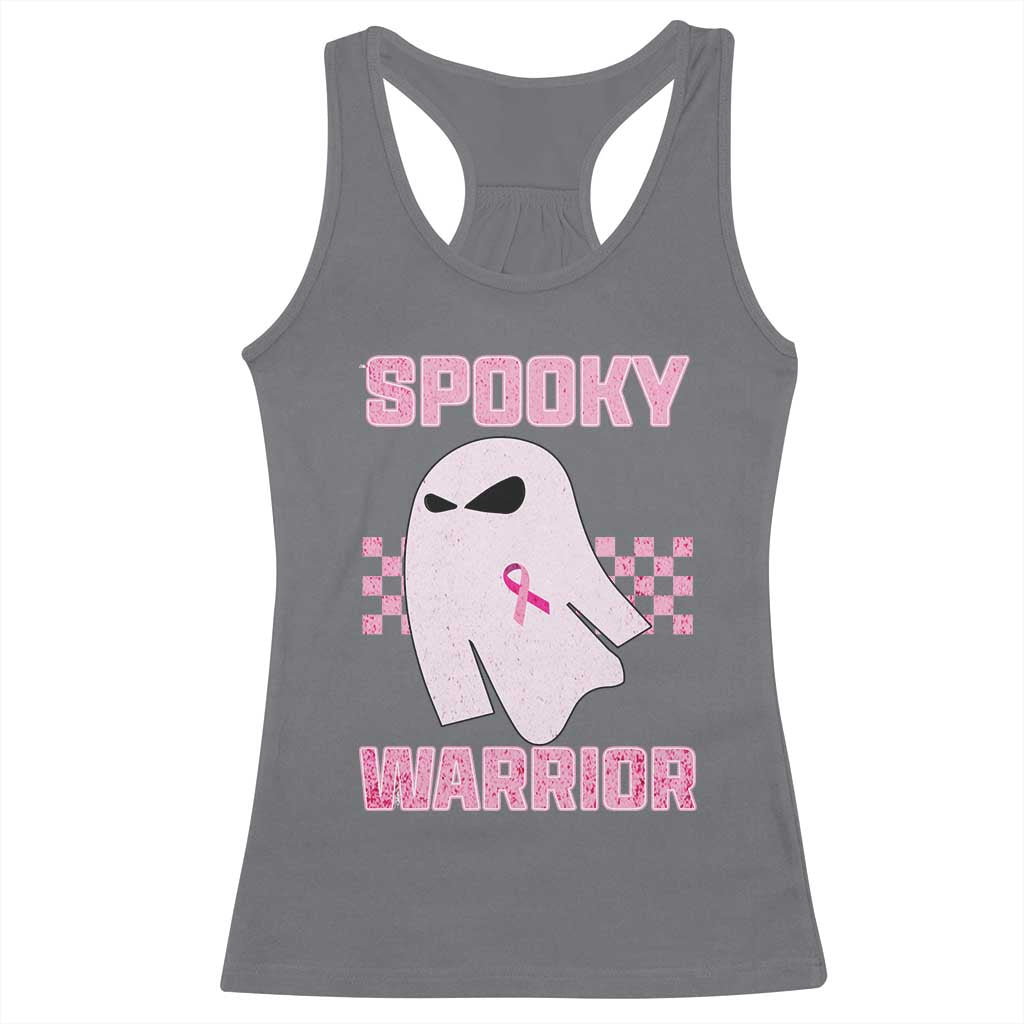 Breast Cancer Halloween Racerback Tank Top Ghost Wear Pink Ribbon Spooky Warrior - Wonder Print Shop